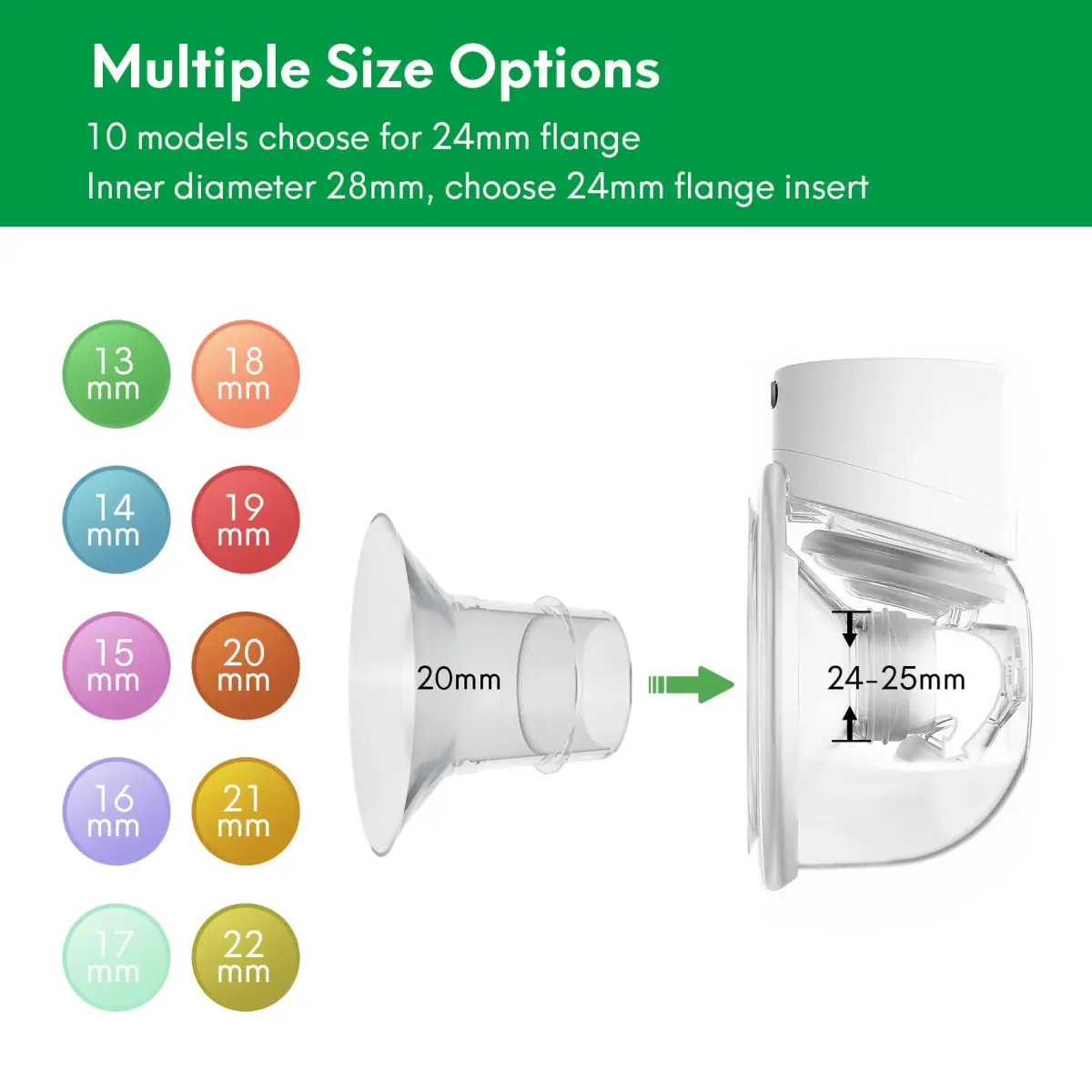 LOZAEVE 20mm Flange Insert for Wearable Breast Pumps, Spectra, Medela, Momcozy S9 Pro, 1-Pack - view 2