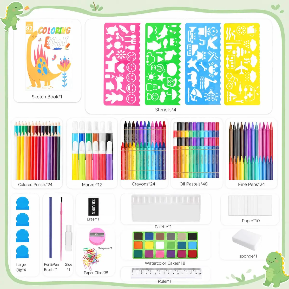 homicozy Dinosaur Art Case Drawing Set 243 PCS | Art Supplies for Kids Ages 4-12 - view 2