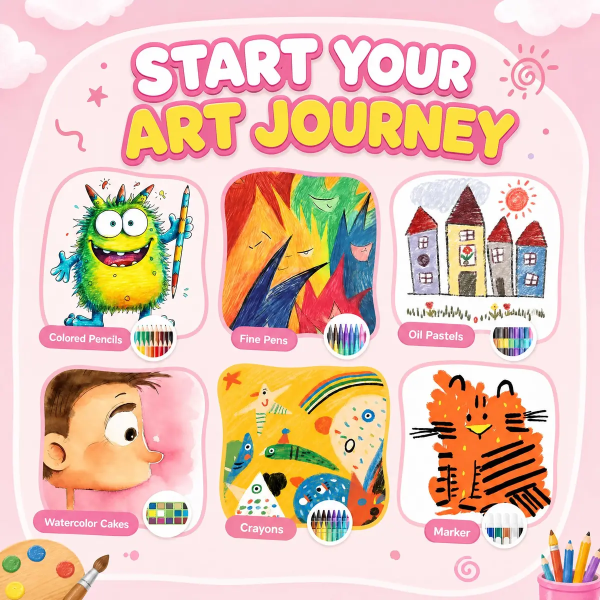 homicozy Unicorn Art Case Drawing Kit for Kids 243 PCS | Includes Easel, Crayons, Pencils, Markers, Coloring Book, Stickers - view 6