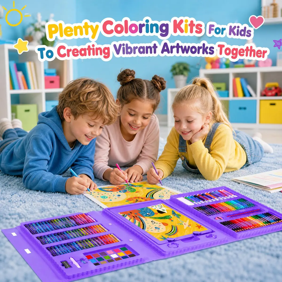 homicozy Art Supplies for Kids Ages 4-12 | Mermaid Drawing Sets with Double Sided Easel (243 pcs, Portable) - view 5
