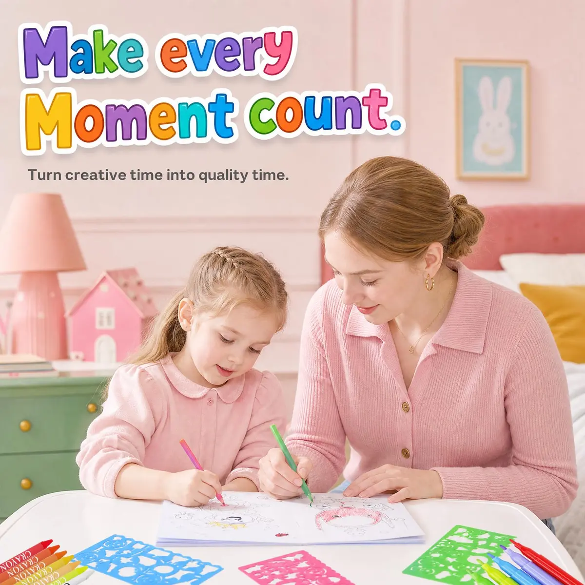 homicozy Art Supplies for Kids Ages 4-12 | Mermaid Drawing Sets with Double Sided Easel (243 pcs, Portable) - view 7