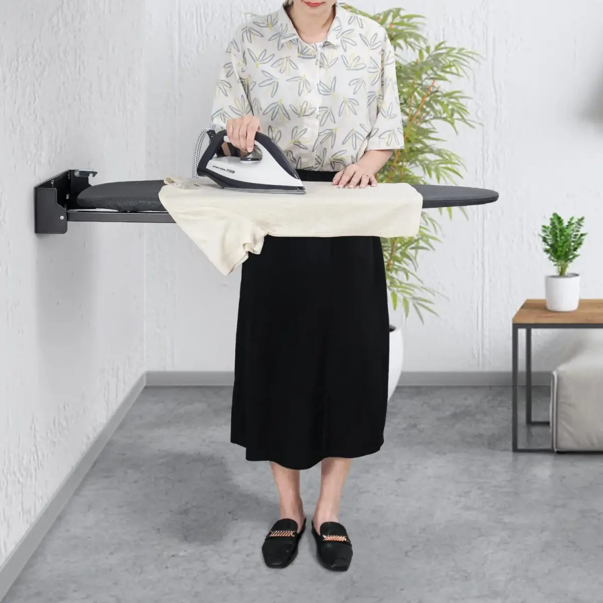 Duwee Wall Mounted Ironing Board with Heat Resistant Cover & Felt Padding 93cm (36") x 32cm (12") | Space-Saving Foldable Design - view 7