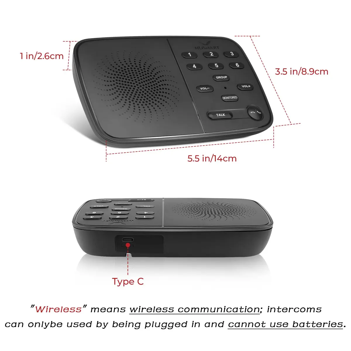HOSMART UltraSpeak Wireless Intercom System 2 Stations | Long Range 1200 ft, Full Duplex, Easy Setup - view 9