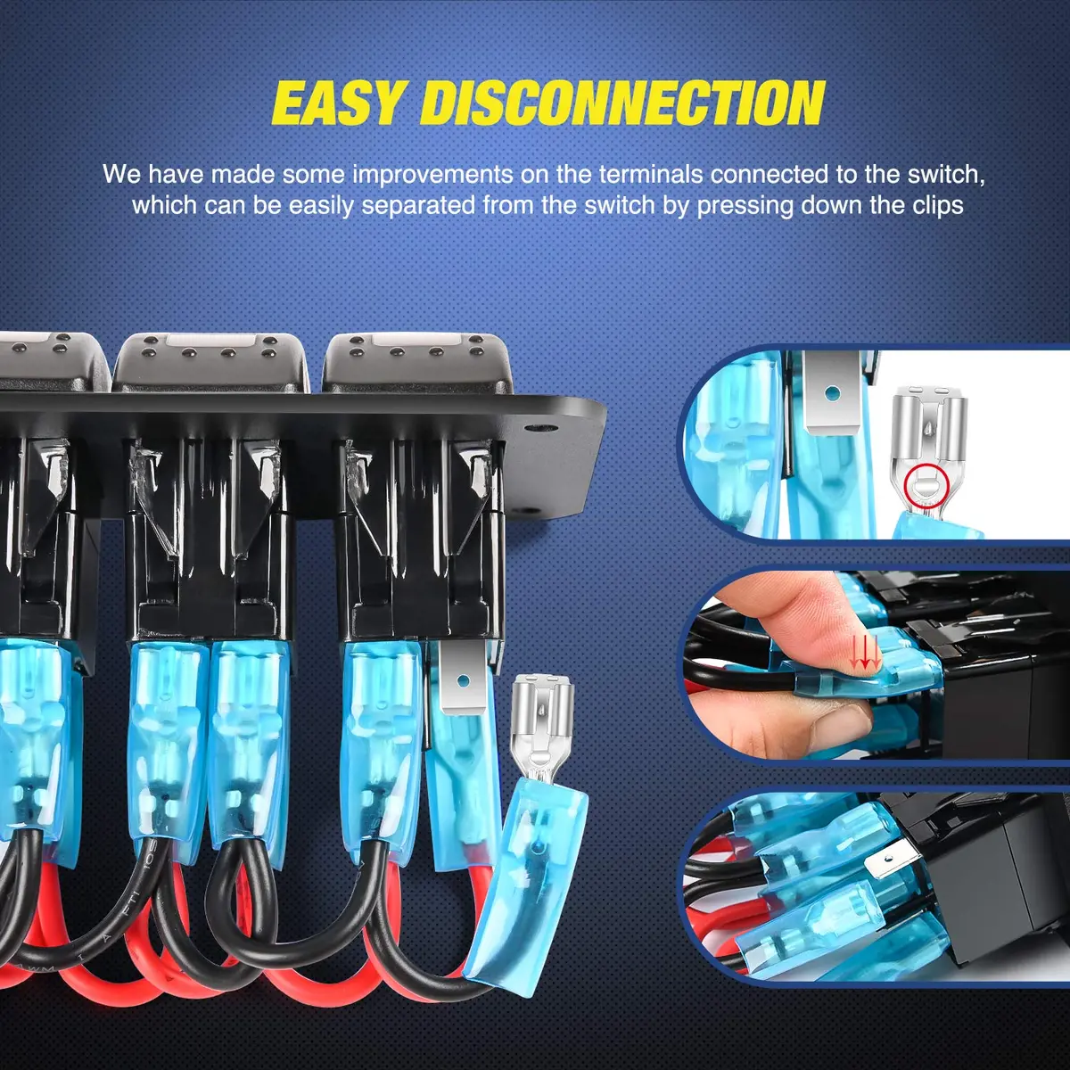 Nilight 12V 3-Gang Rocker Switch Panel Wiring Harness Kit 2.98m (9.8ft) | Heavy-Duty 16AWG Wire with Relay & Fuse - view 7