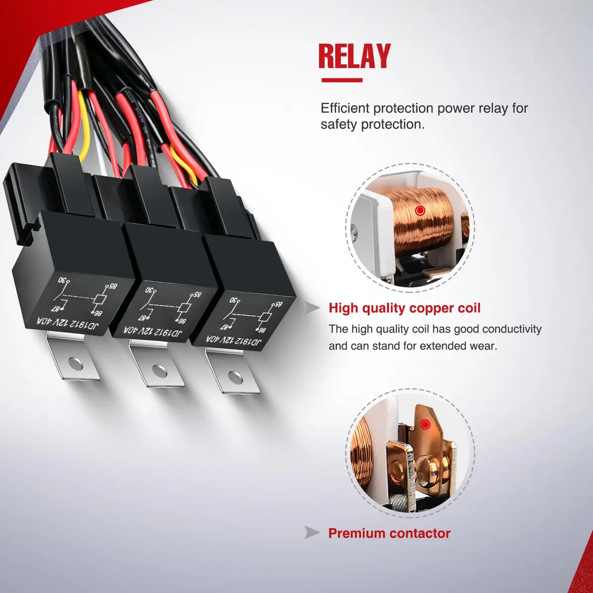 Nilight 12V 3-Gang Rocker Switch Panel Wiring Harness Kit 2.98m (9.8ft) | Heavy-Duty 16AWG Wire with Relay & Fuse - view 4