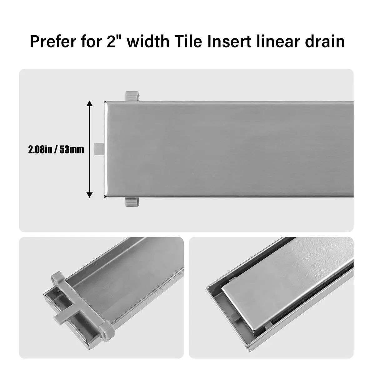 HTOH Grey Plastic Clips for 2-Inch Linear Shower Drain, 6 PCS | Tile Tray Supporter - view 3