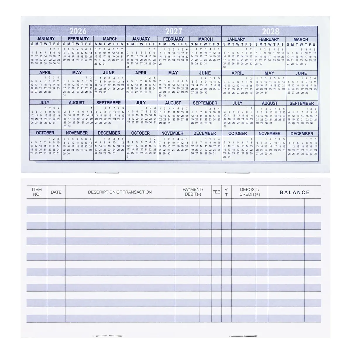 CASMONAL 20 Pack Checkbook Register | 15.2cm x 7.6cm (6x3 inches) | USA Import - main product image