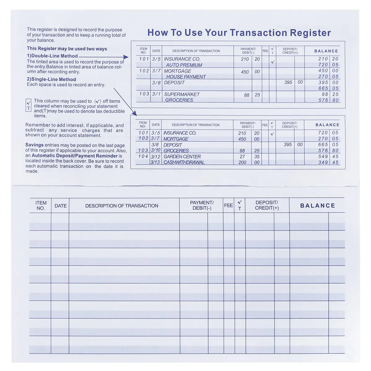 CASMONAL 20 Pack Checkbook Register | 15.2cm x 7.6cm (6x3 inches) | USA Import - view 2