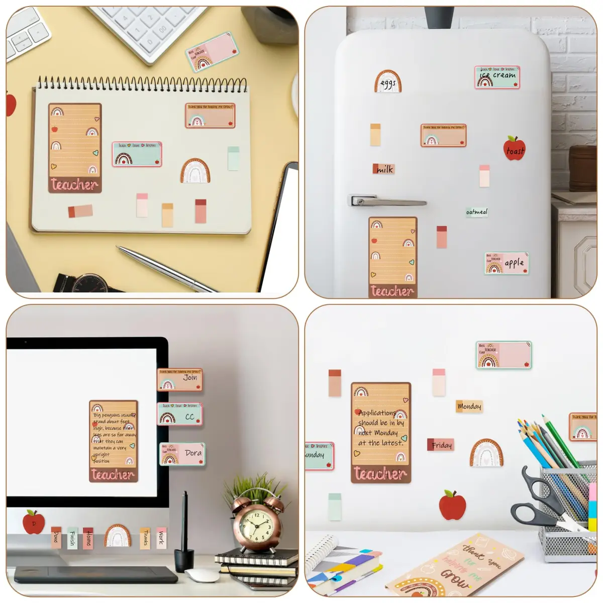 Xqumoi Boho Teacher Sticky Notes Set (550 Sheets, Brown) | Thank You for Helping Me Grow Design - view 5