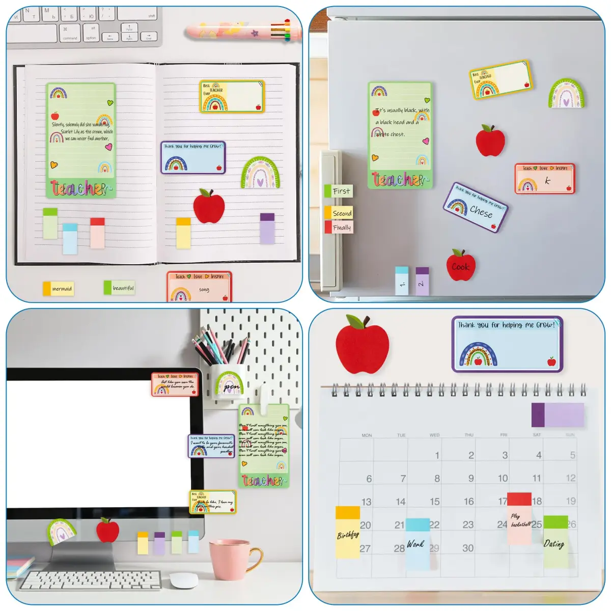 Xqumoi Boho Rainbow Teacher Sticky Notes Set, 550 Sheets | Cute Design for Appreciation Gifts - view 6