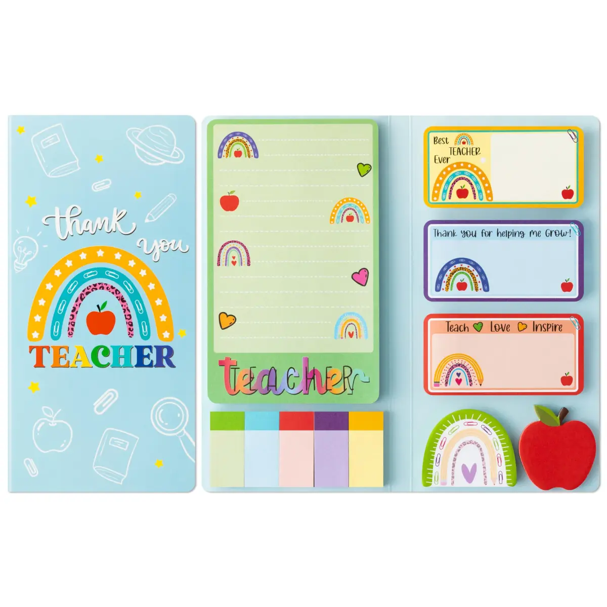 Xqumoi Boho Rainbow Teacher Sticky Notes Set, 550 Sheets | Cute Design for Appreciation Gifts - main product image