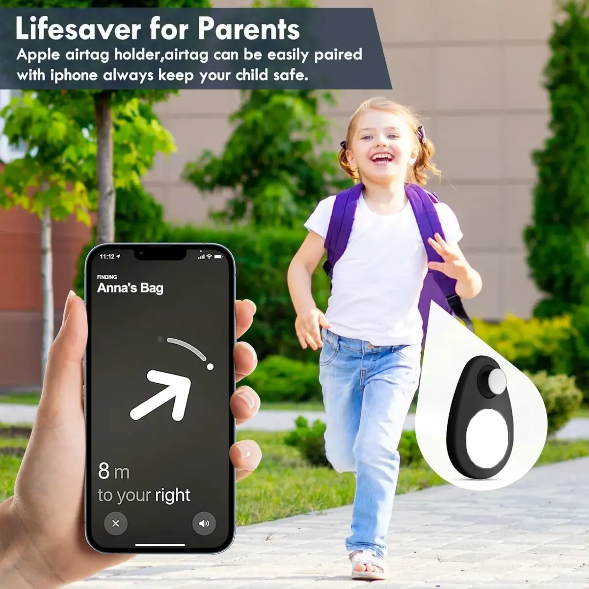 zonsiton Airtag Holder for Kids, Baby, Toddler, Child Hidden 2 Pack GPS Tracker Case with Safety Pins | Soft Silicone GPS Tracker Case - view 2