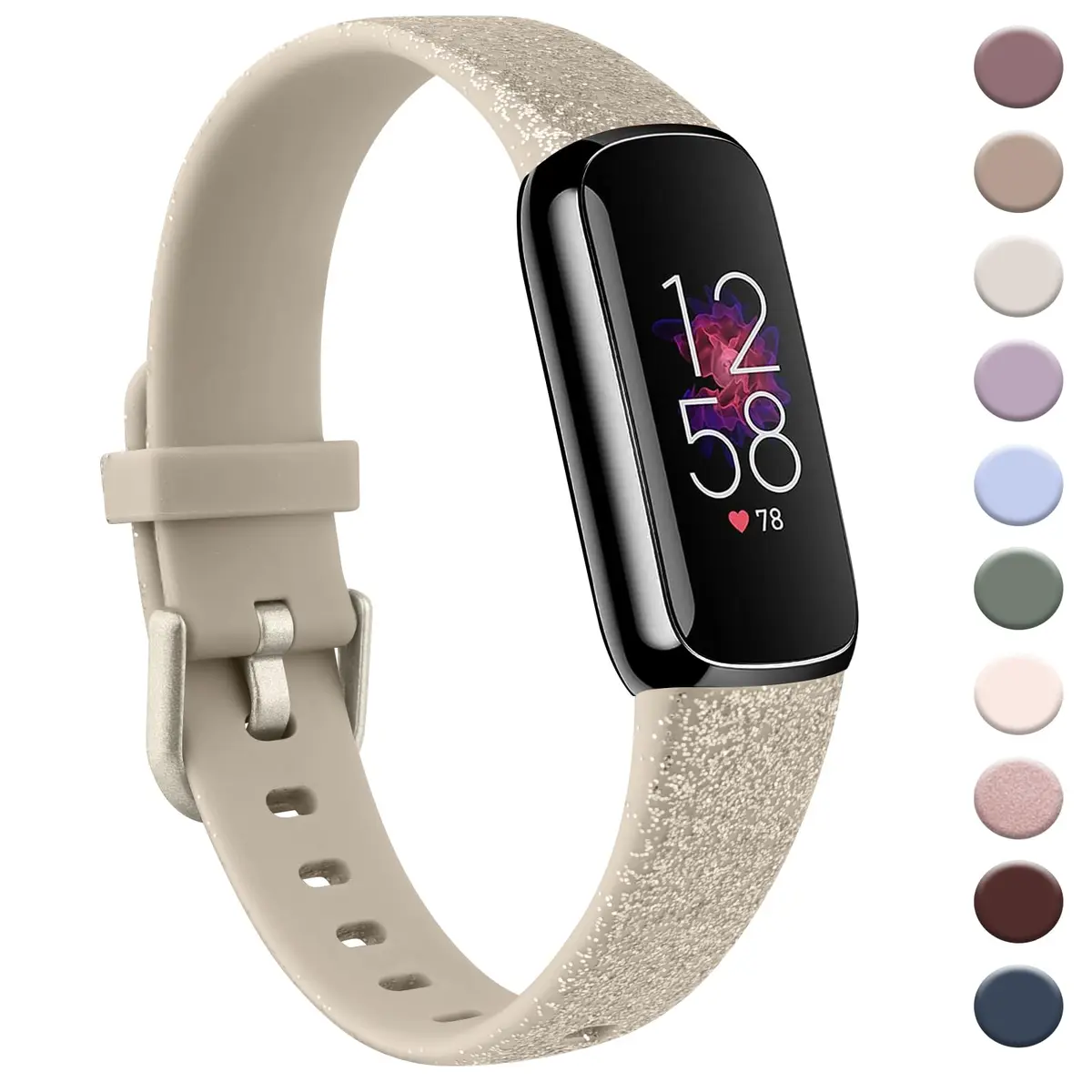 AK Sport Band Compatible with Fitbit Luxe, Large Glistening Champagne Gold | Silicone Replacement Strap - main product image