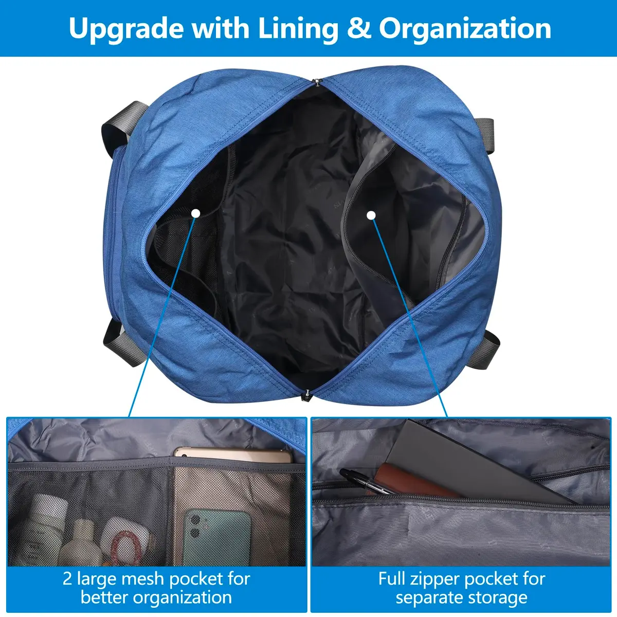 F.FETIVIN Personal Item Bag 17.7x12.6x6.3 in | 25L Foldable Travel Duffel for Women & Men - view 5