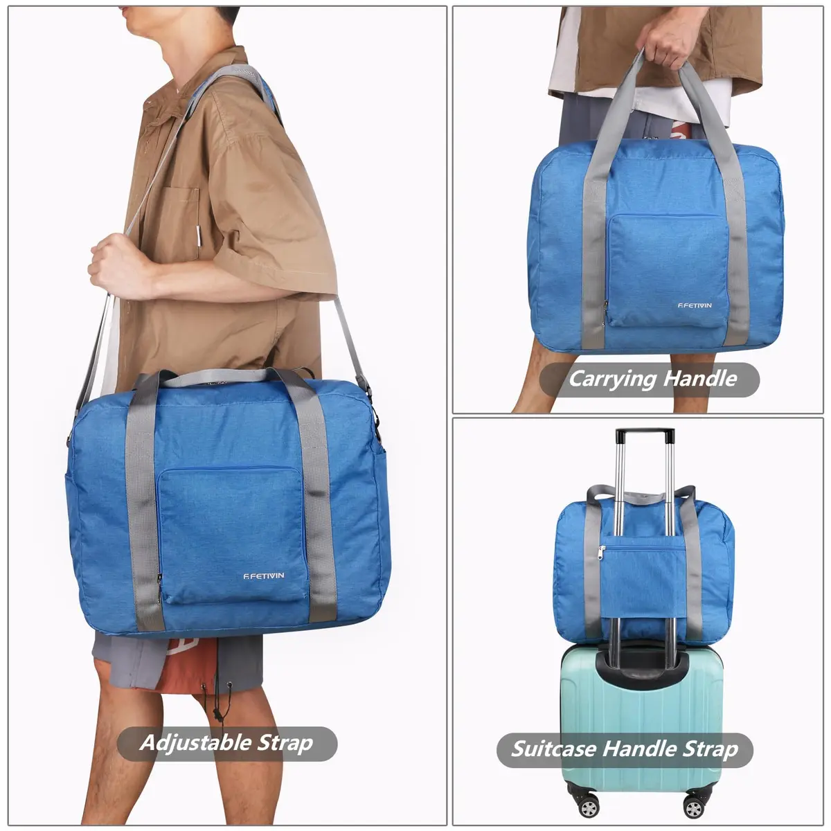 F.FETIVIN Personal Item Bag 17.7x12.6x6.3 in | 25L Foldable Travel Duffel for Women & Men - view 2