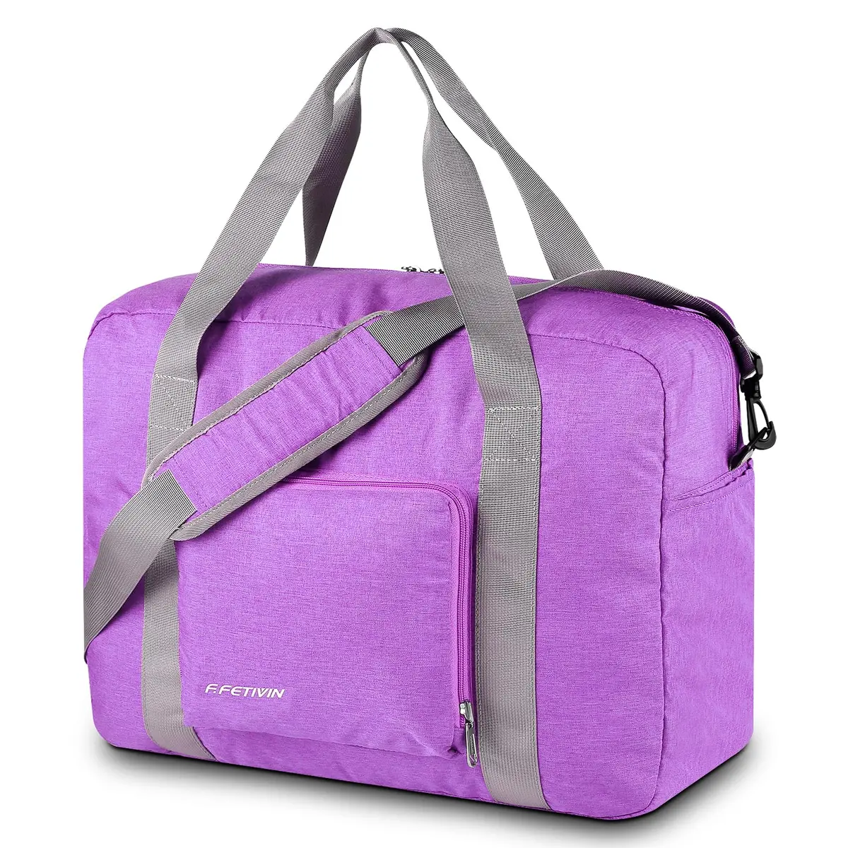 F.FETIVIN Personal Item Bag 25L | Foldable Travel Duffel for Women & Men in Purple - main product image