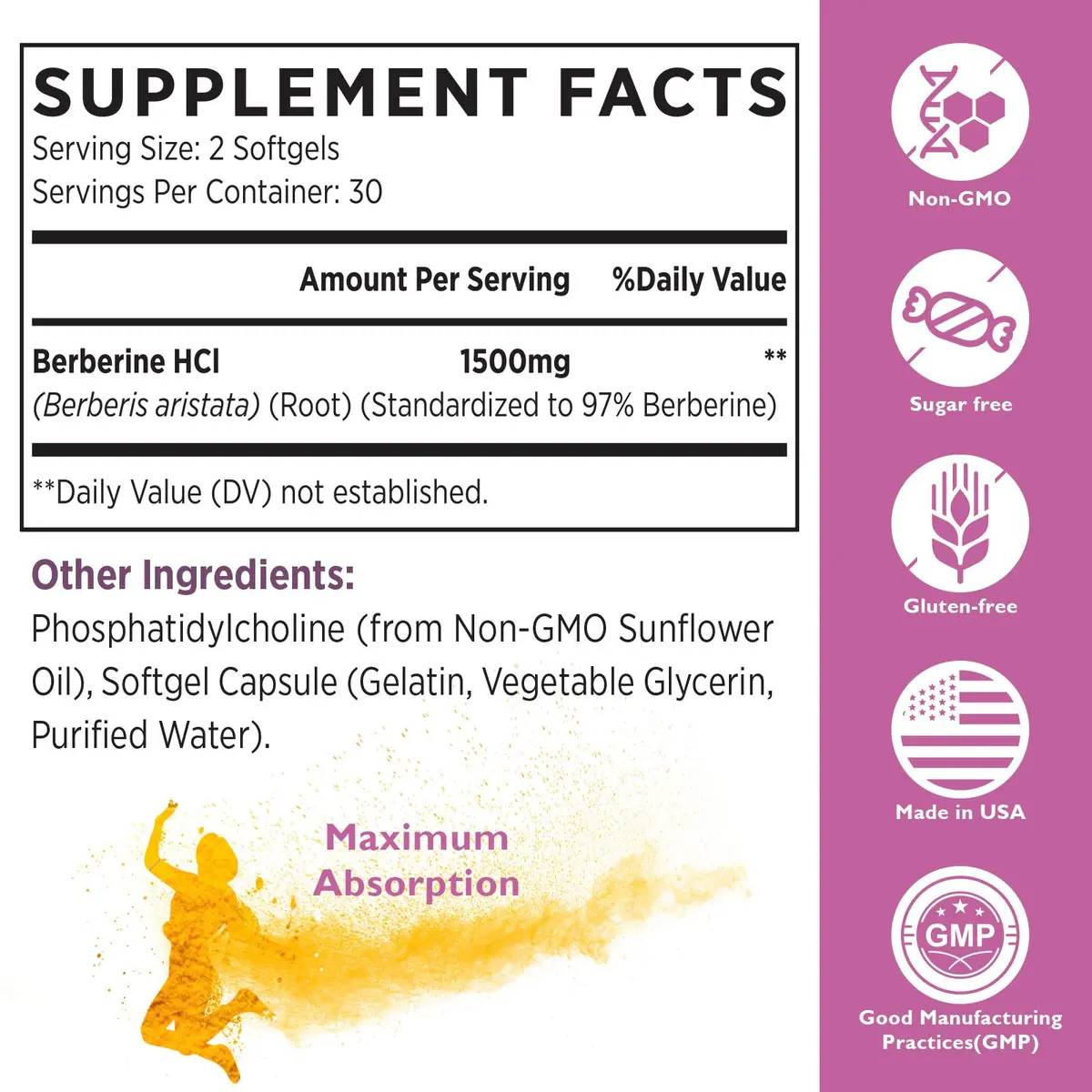 KoNefancy Liposomal Berberine Supplement 1500mg | Third Party Tested, 2 Pack for Enhanced Absorption - view 6