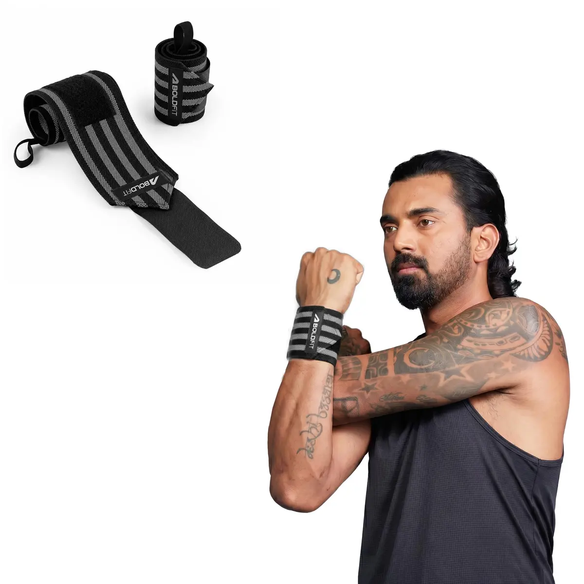 Boldfit Nylon Wrist Support for Men Women with Thumb Straps | Gym & Weightlifting Accessory - main product image