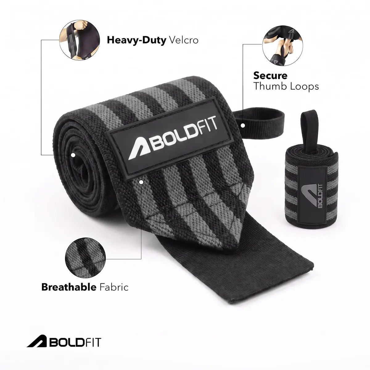 Boldfit Nylon Wrist Support for Men Women with Thumb Straps | Gym & Weightlifting Accessory - view 6
