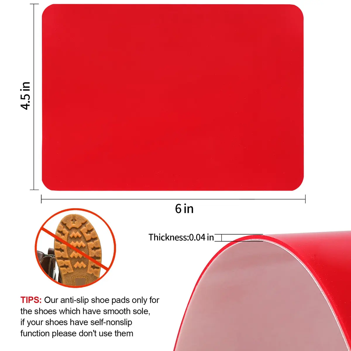 Ashoesert Red Bottom Shoe Sole Protector 15.2cm x 11.4cm (6"x4.5") | Non-Slip Traction for Christian Louboutin Heels - view 3