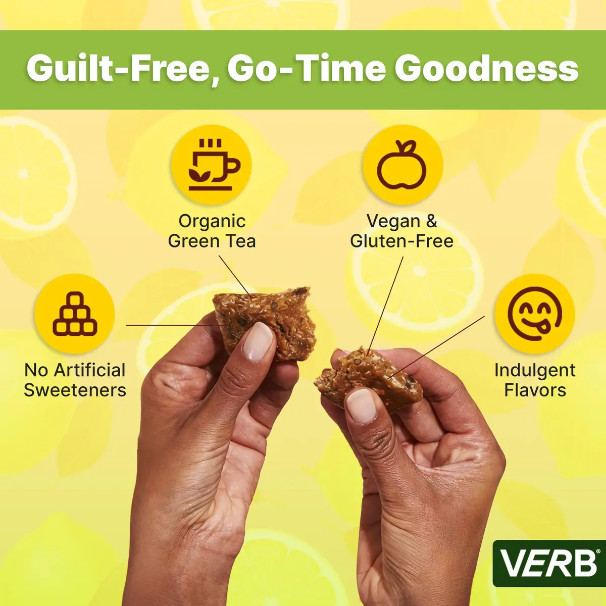 Verb Caffeinated Energy Bars Lemon 26g | Long-Lasting Focus & Refreshing Flavor - view 5