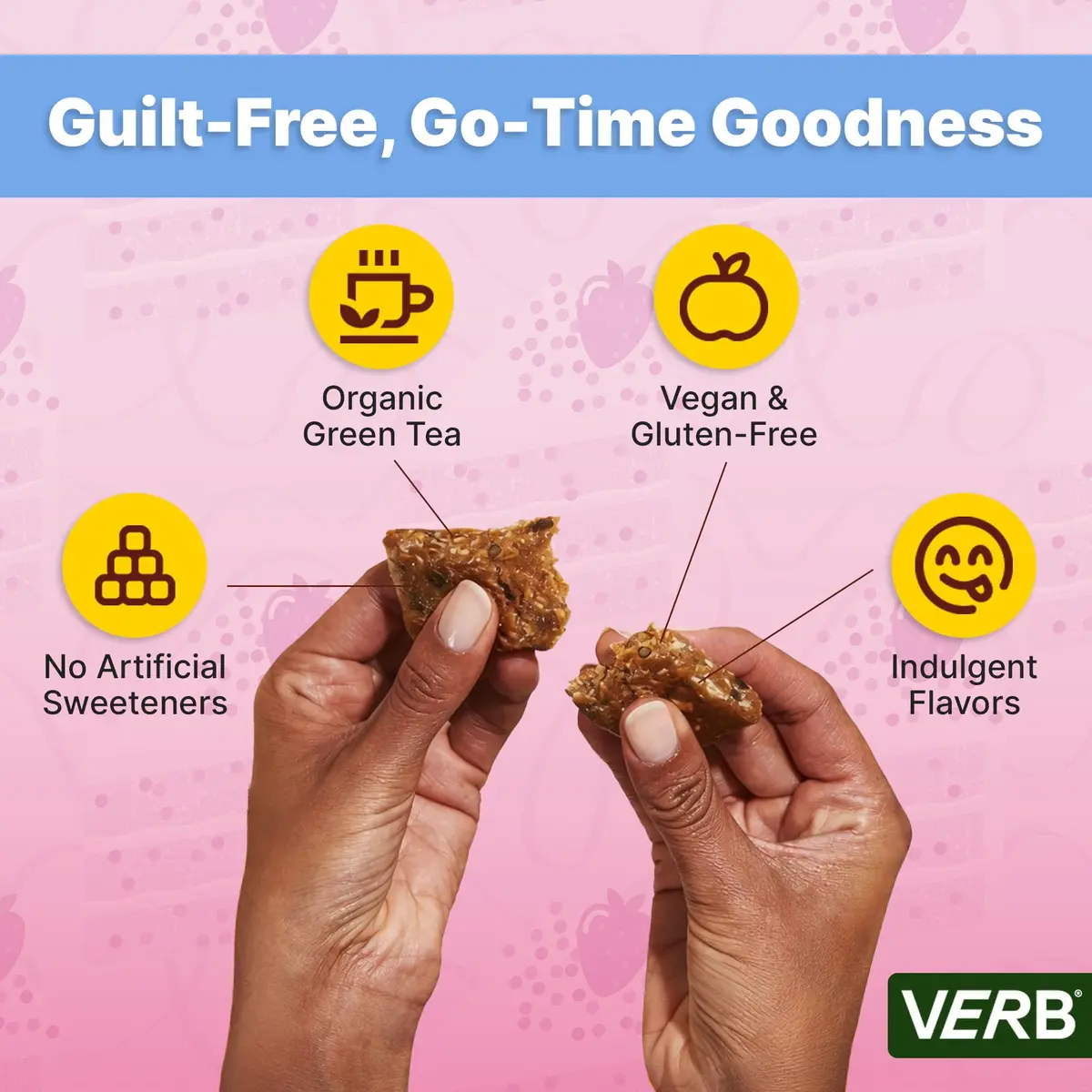 Verb Caffeinated Energy Bars Birthday Cake 26g | Vegan, Gluten-Free, Low Sugar, 16 Pack - view 5