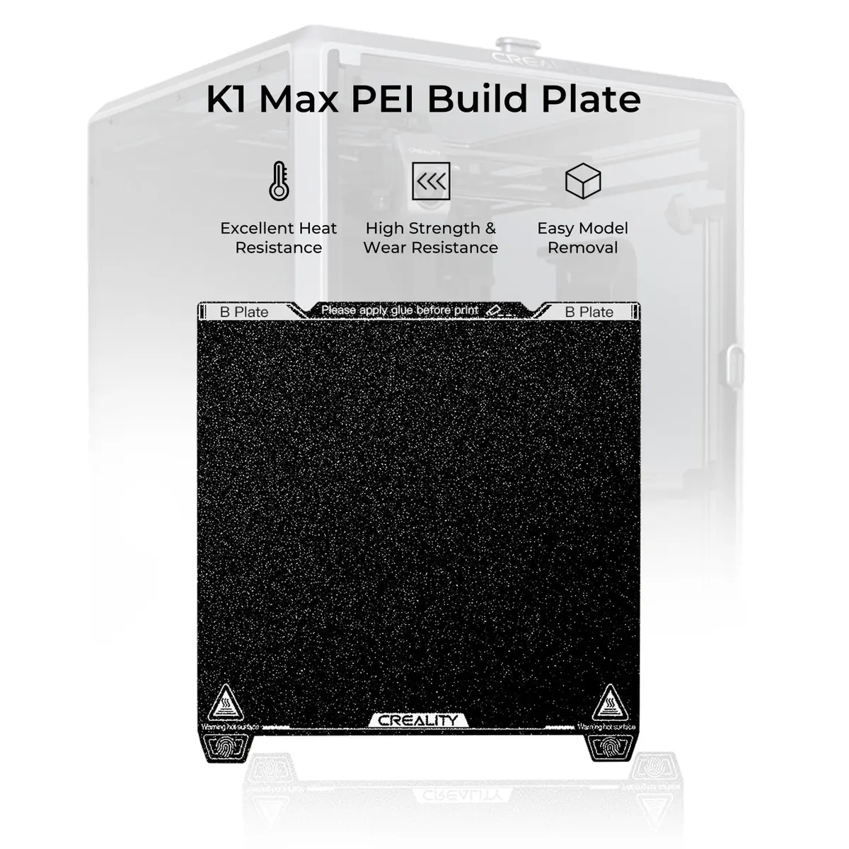 Creality K1 Max Build Plate Kit 315x310mm | Frosted PEI Surface, Magnetic Sticker for K1 Max & Ender 3 Series - view 2