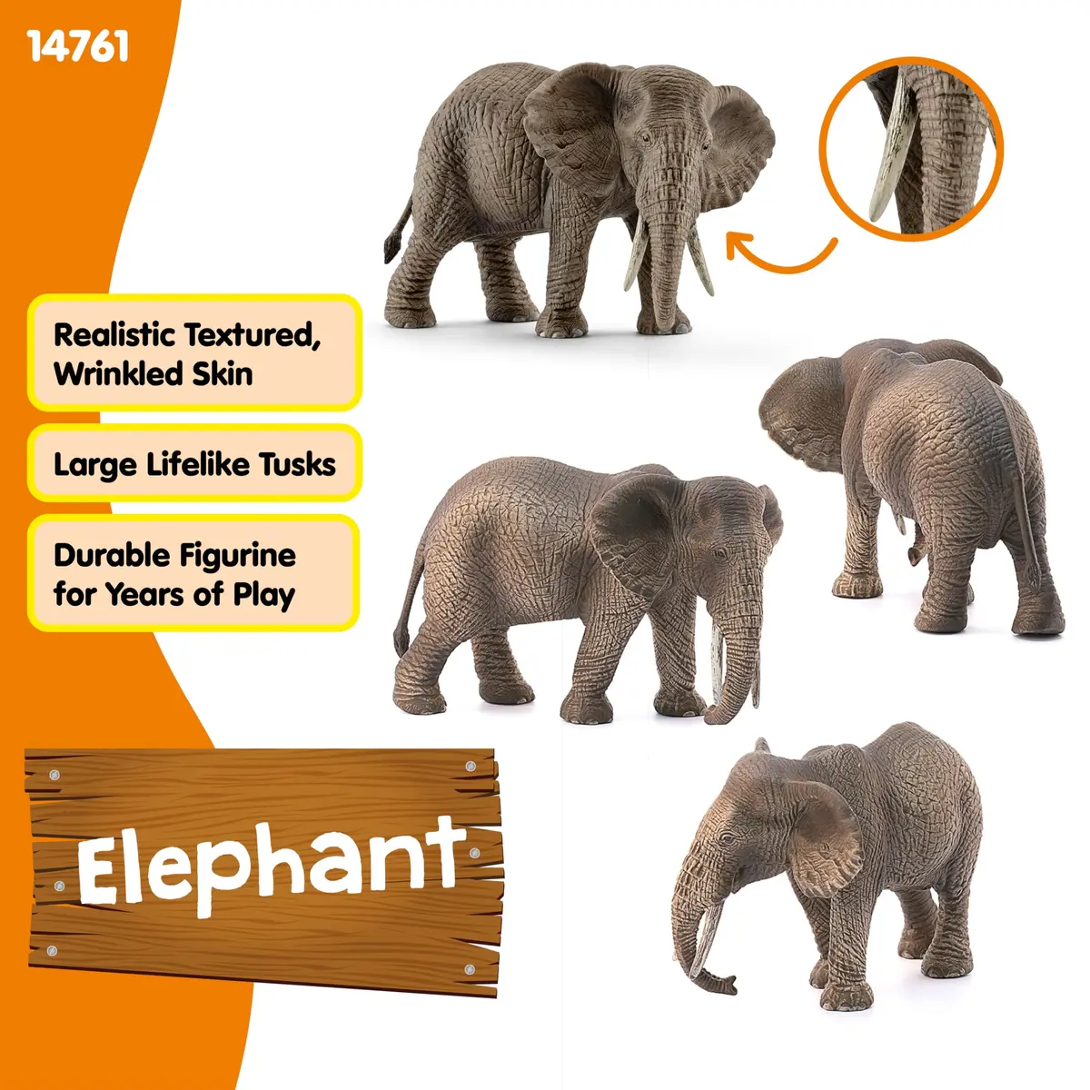 Schleich African Elephant Female Figurine 14.5 cm (5.7 inches) | Realistic Wildlife Toy for Kids Ages 3+ - view 2