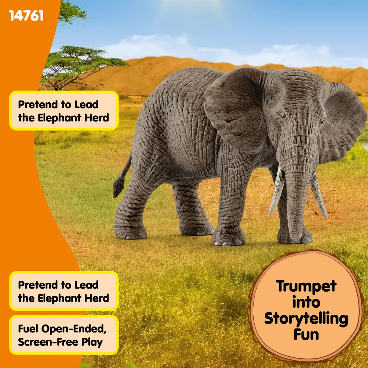 Schleich African Elephant Female Figurine 14.5 cm (5.7 inches) | Realistic Wildlife Toy for Kids Ages 3+ - view 4
