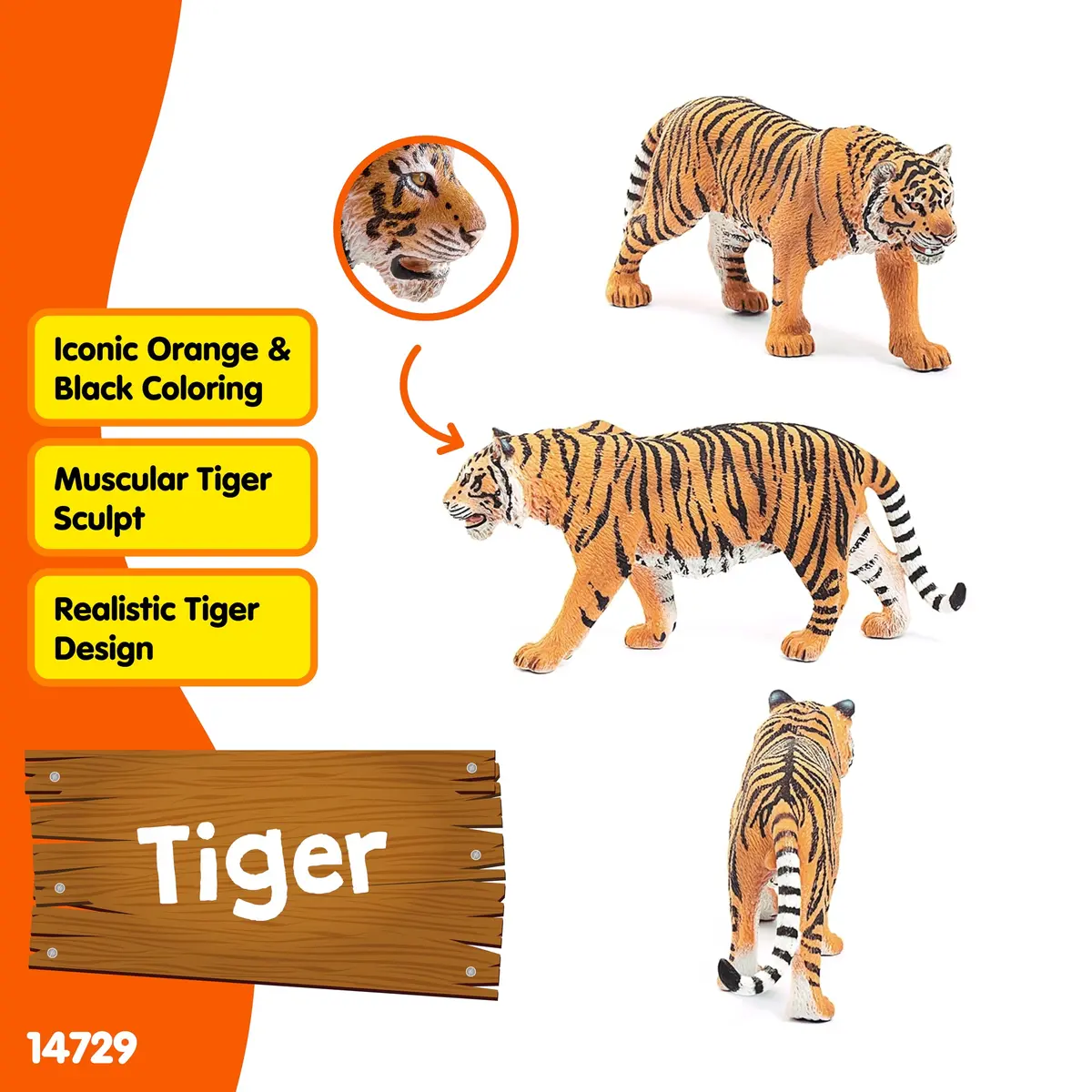 Schleich Wild Life Realistic Tiger Figurine Toy 14729 | Kids Ages 3+ Jungle Safari Play - view 2