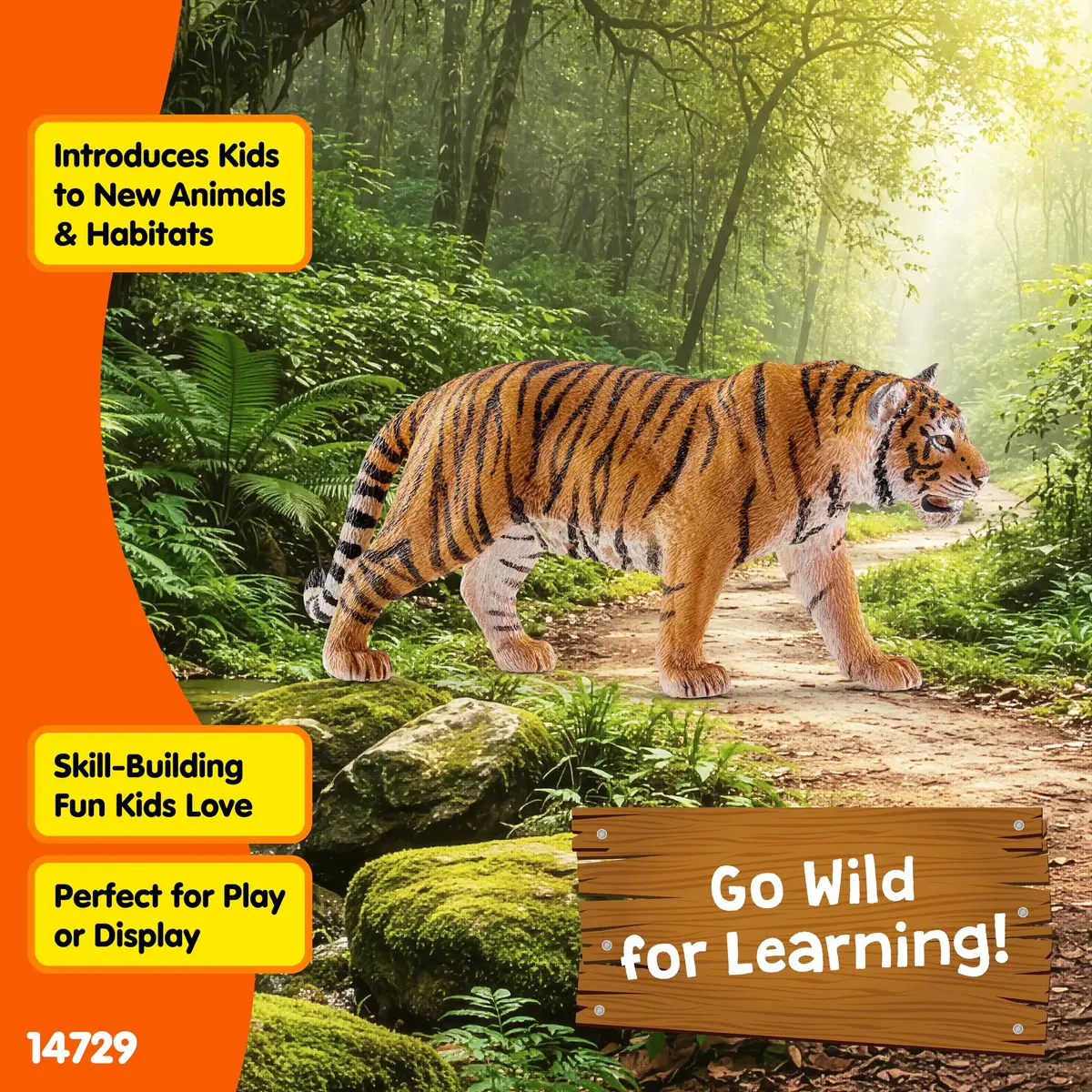 Schleich Wild Life Realistic Tiger Figurine Toy 14729 | Kids Ages 3+ Jungle Safari Play - view 3