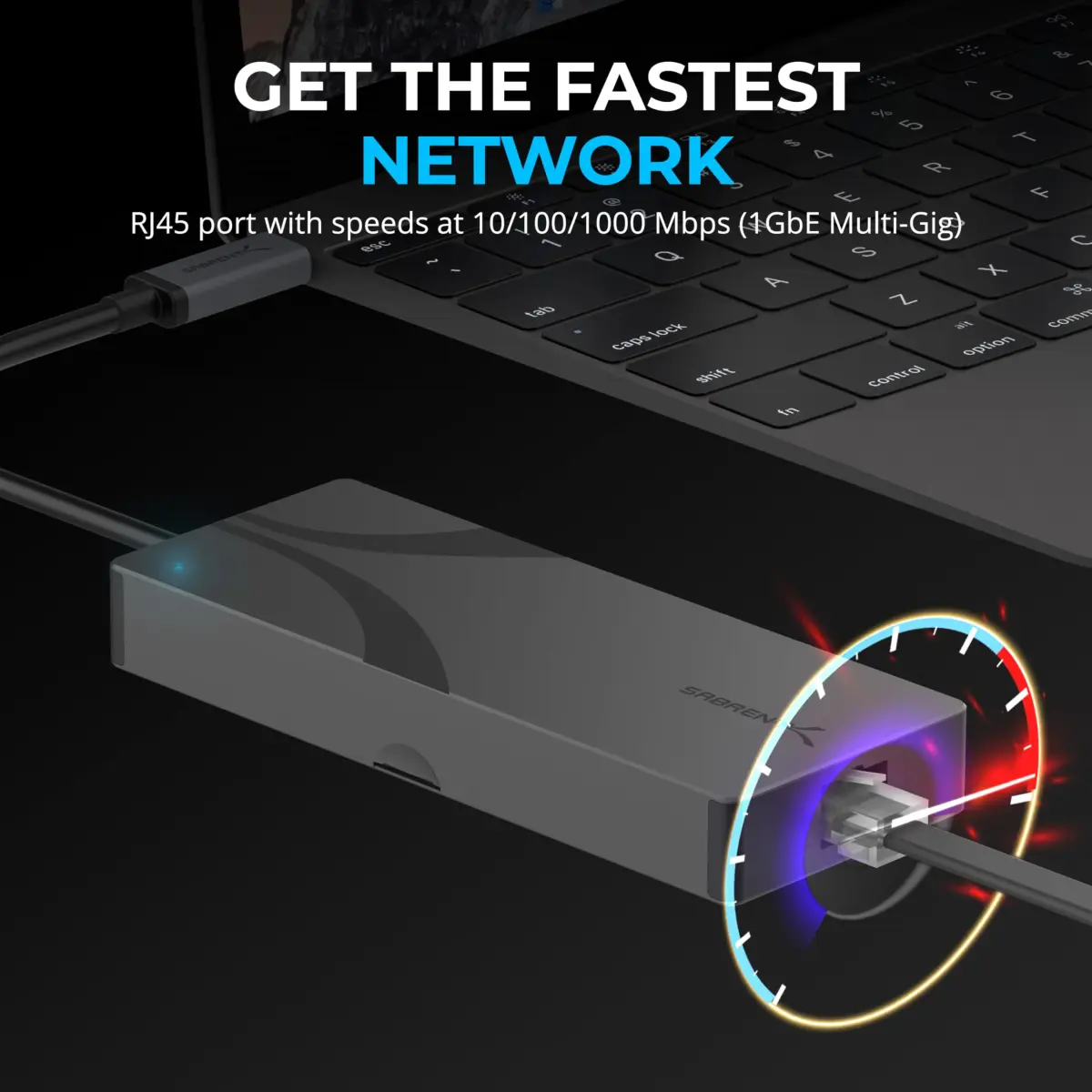 Sabrent USB-C 6-Port Hub & M.2 SSD Dock 136g (4.8oz) | 4K@60Hz HDMI, 90W PD, 10Gbps USB-C, 5Gbps USB-A, Gigabit Ethernet, M.2 NVMe/SATA SSD Slot - view 5