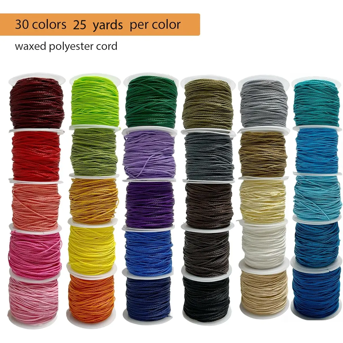 Phinicco 30 Colors 1mm Waxed Polyester Cord Bracelet Cord 685m (2250 ft) | Durable & Waterproof for Jewelry Making - view 9