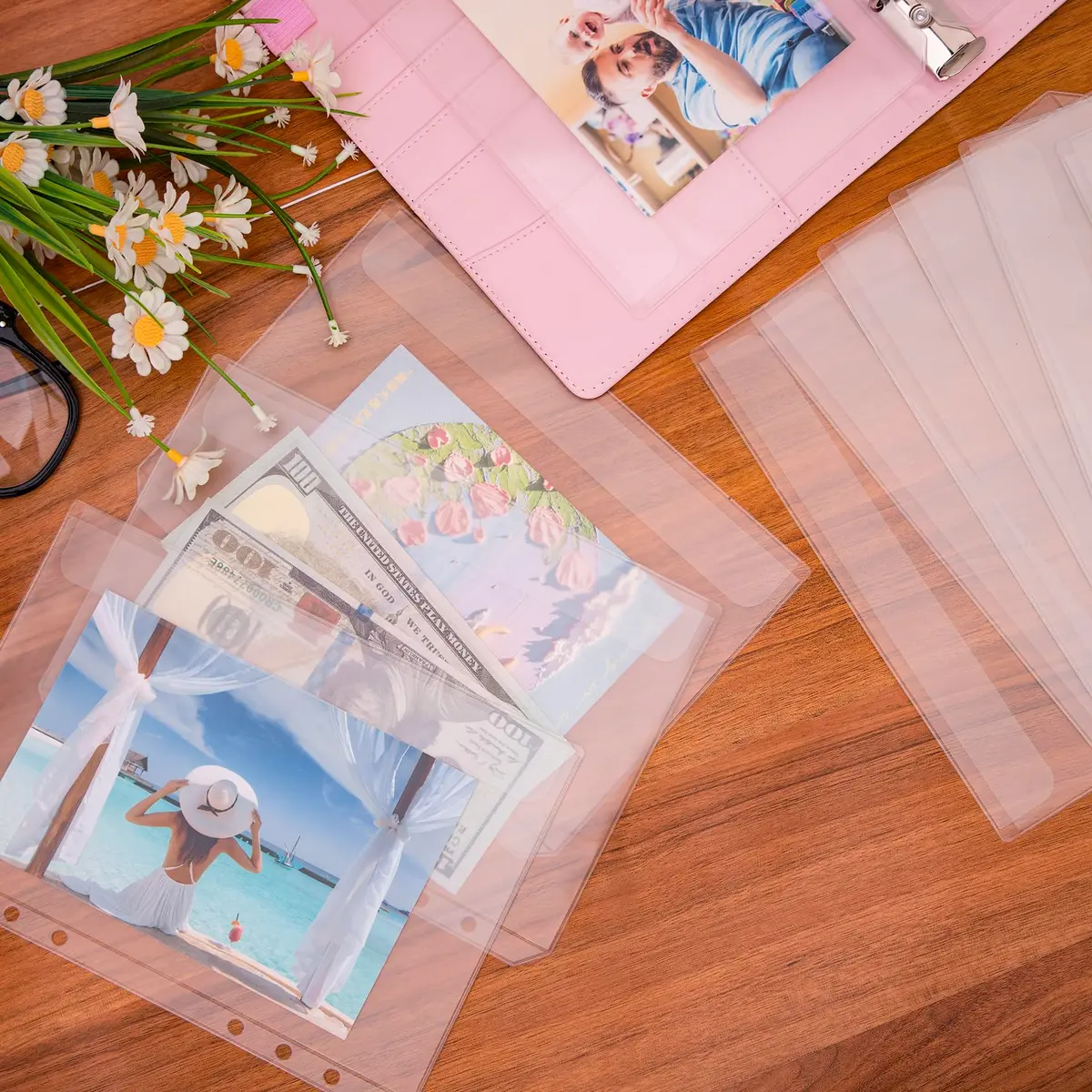 Antner A5 Binder Pockets Zipless 6-Hole Planner Inserts 12 Pieces | Clear PVC, Waterproof, Budgeting Organizer - view 7
