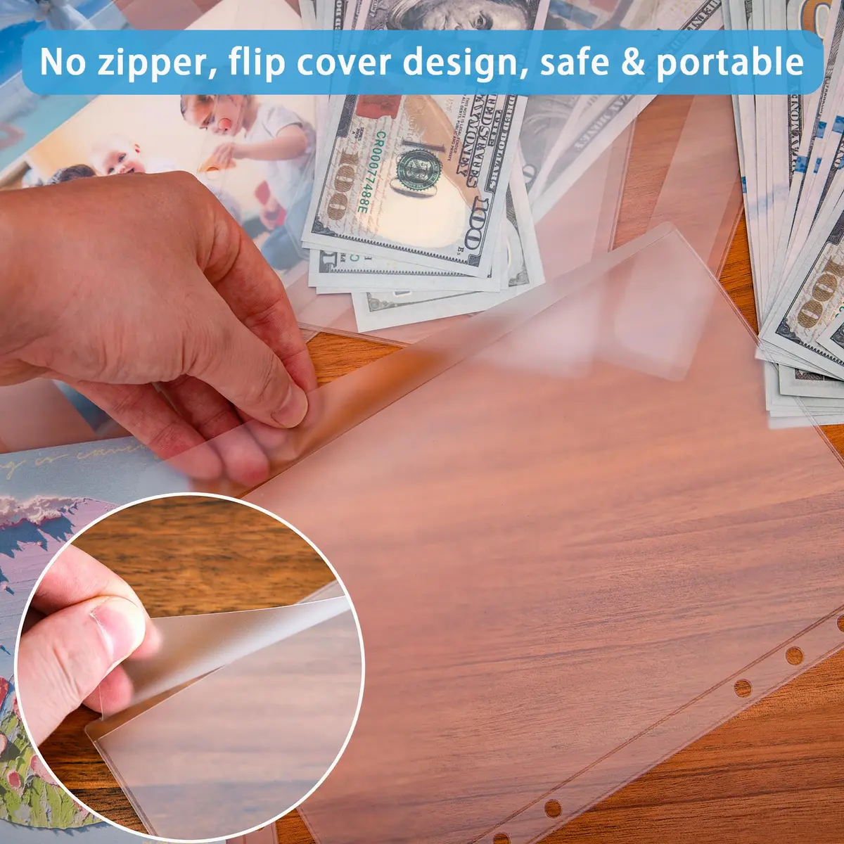 Antner A5 Binder Pockets Zipless 6-Hole Planner Inserts 12 Pieces | Clear PVC, Waterproof, Budgeting Organizer - view 3