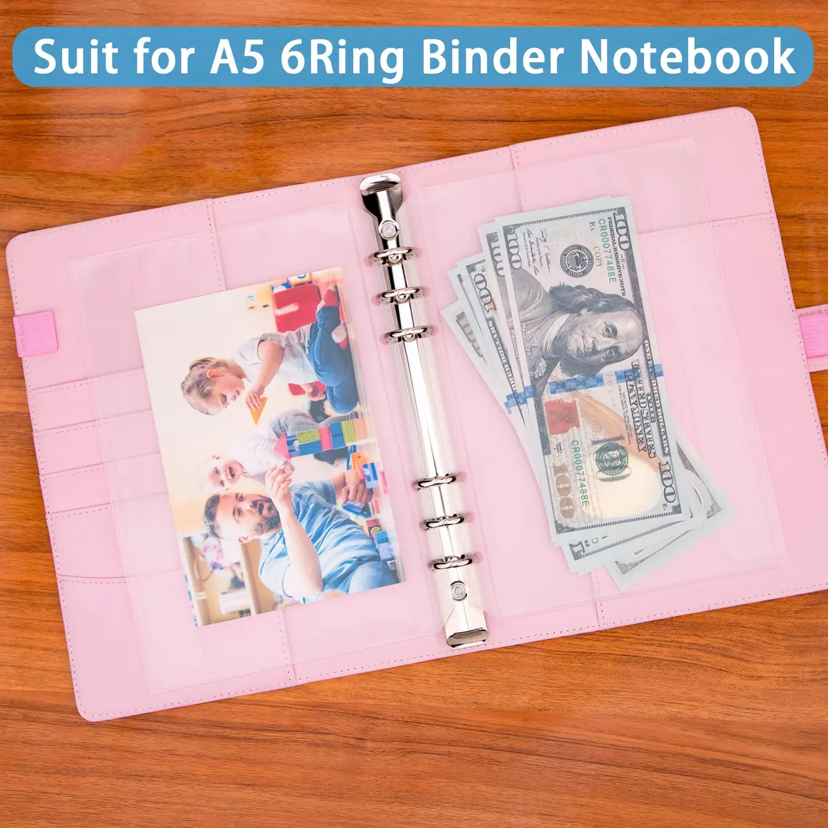 Antner A5 Binder Pockets Zipless 6-Hole Planner Inserts 12 Pieces | Clear PVC, Waterproof, Budgeting Organizer - view 4