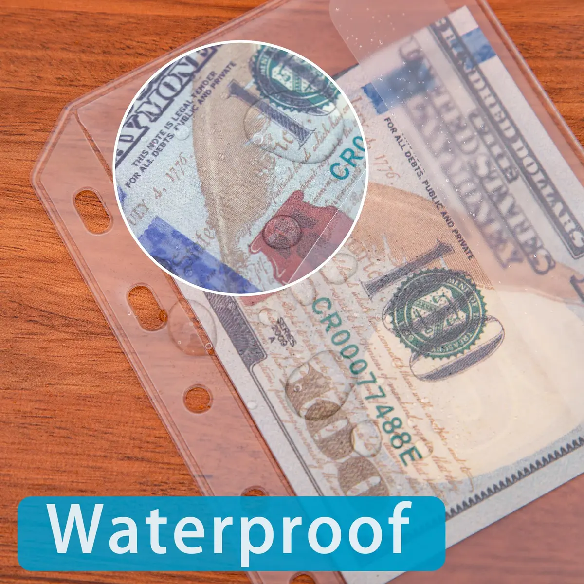 Antner A7 Binder Pockets Zipless Cash Envelopes 12-Pack | 6-Hole Punched Clear PVC Organizer - view 5