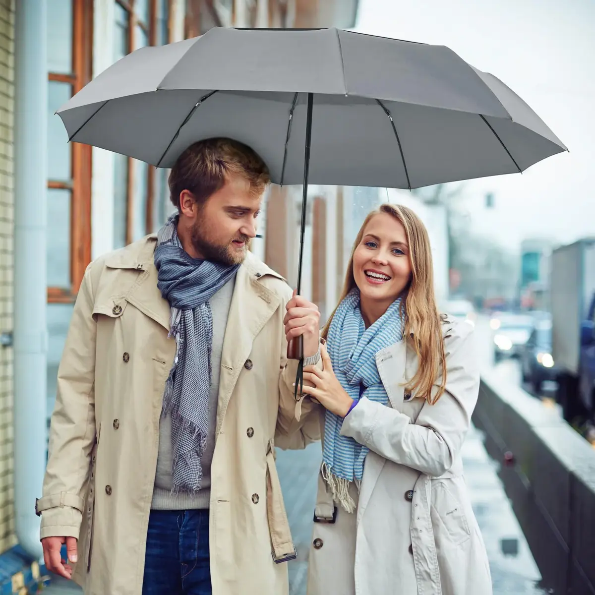 G4Free 54 Inch Large Windproof Golf Umbrella Compact Umbrellas for Rain | Automatic Open Close, Wood Handle, 124cm (48.8 Inch) Canopy - view 7