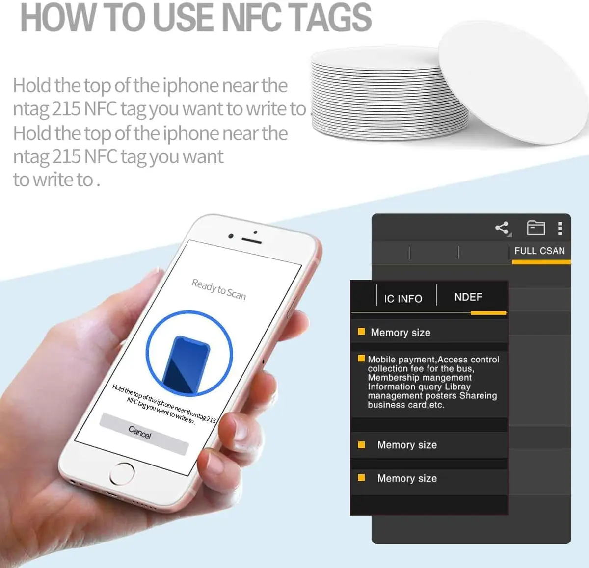 sanpopo NFC Coin Cards 30 pcs | Waterproof PVC, 25mm Diameter, Compatible with TagMo - view 4
