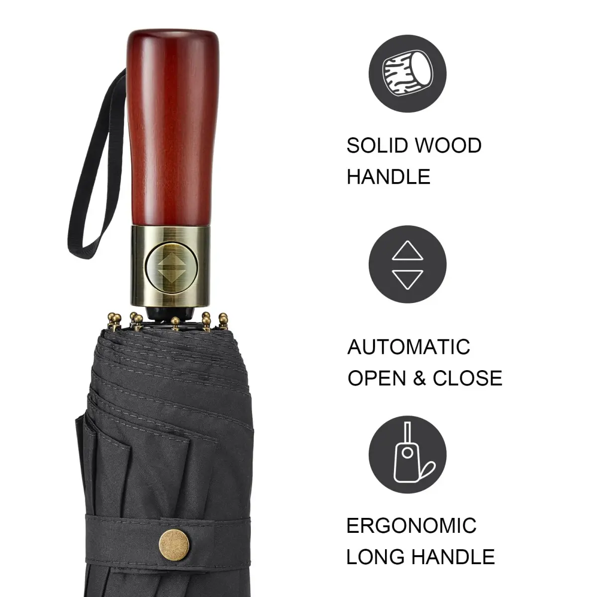 G4Free 54 Inch Large Windproof Golf Umbrella Compact Umbrellas for Rain | Automatic Open Close, Wood Handle, 2-Person Coverage - view 3