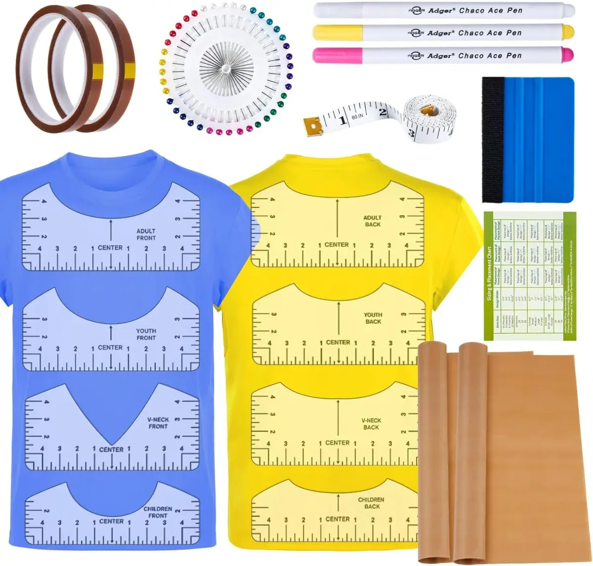 tietoc 18Pcs Sublimation Accessories Kit with Tshirt Alignment Rulers, Teflon Sheets, Heat Tape & Soft Measuring Tape | Value Pack for Heat Press - view 8
