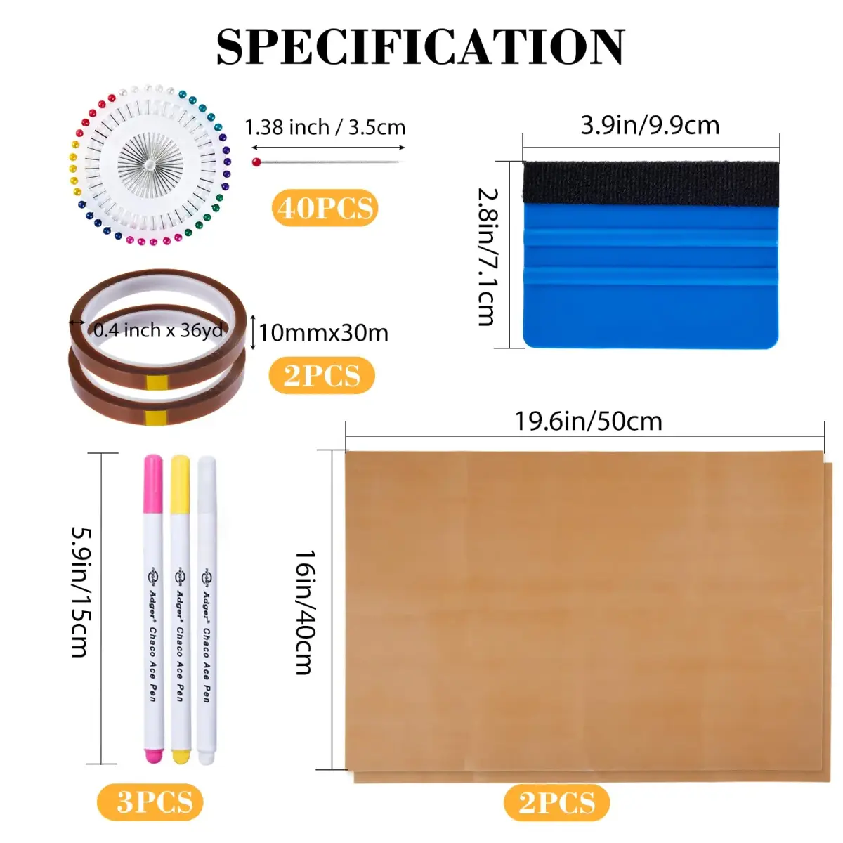 tietoc 18Pcs Sublimation Accessories Kit with Tshirt Alignment Rulers, Teflon Sheets, Heat Tape & Soft Measuring Tape | Value Pack for Heat Press - view 2