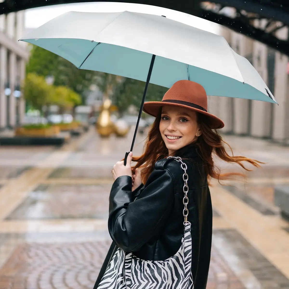 G4Free Compact Automatic Folding Umbrella Lake Blue | UPF 50+ Sun Protection, Lightweight, 40 Inch Canopy - view 7