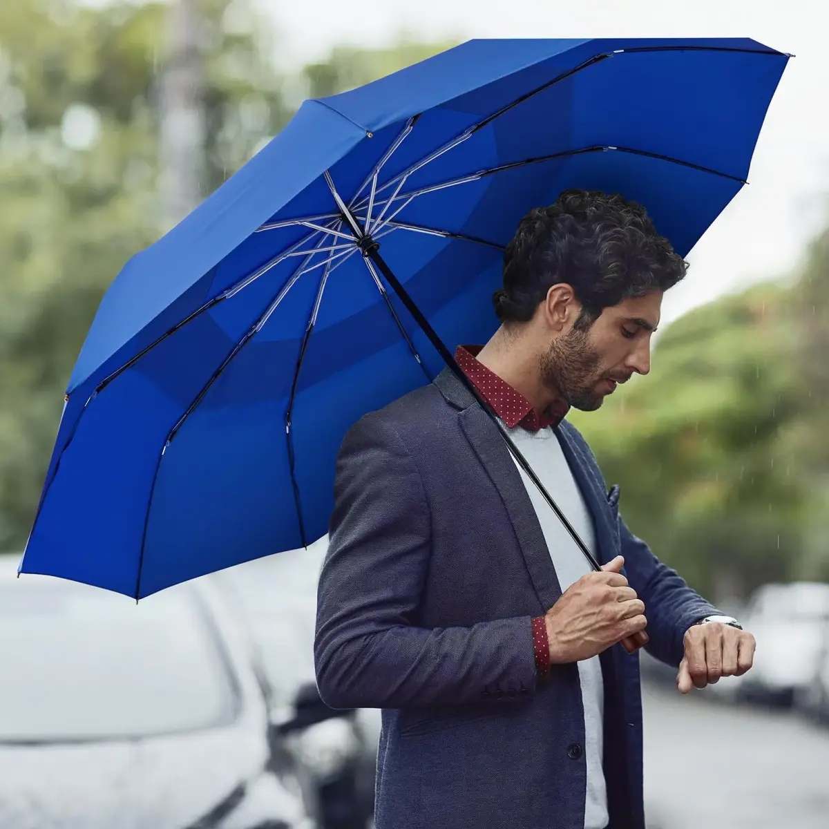 G4Free 54 Inch Large Golf Umbrella Compact for Rain & Sun | Windproof Double Canopy, Automatic Open Close, Wood Handle - view 8