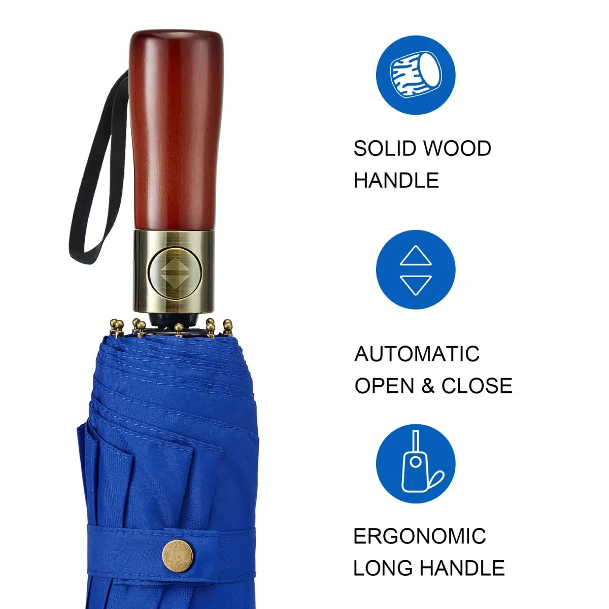 G4Free 54 Inch Large Golf Umbrella Compact for Rain & Sun | Windproof Double Canopy, Automatic Open Close, Wood Handle - view 3