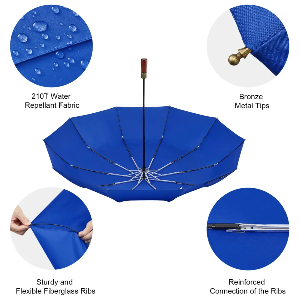 G4Free 54 Inch Large Golf Umbrella Compact for Rain & Sun | Windproof Double Canopy, Automatic Open Close, Wood Handle - view 4