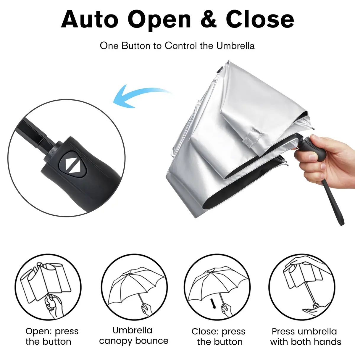 G4Free 40 Inch Compact Folding Umbrella UPF 50+ UV Protection | Lightweight Automatic Open Close - view 5