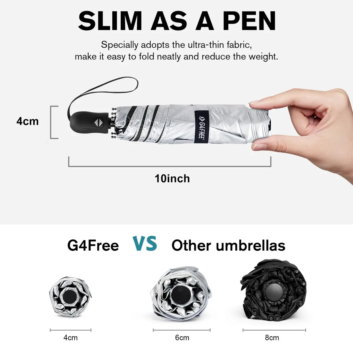 G4Free 40 Inch Compact Folding Umbrella UPF 50+ UV Protection | Lightweight Automatic Open Close - view 2