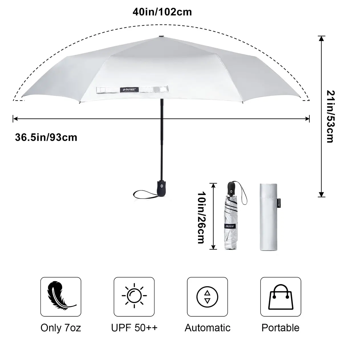 G4Free 40 Inch Compact Folding Umbrella UPF 50+ UV Protection | Lightweight Automatic Open Close - view 3