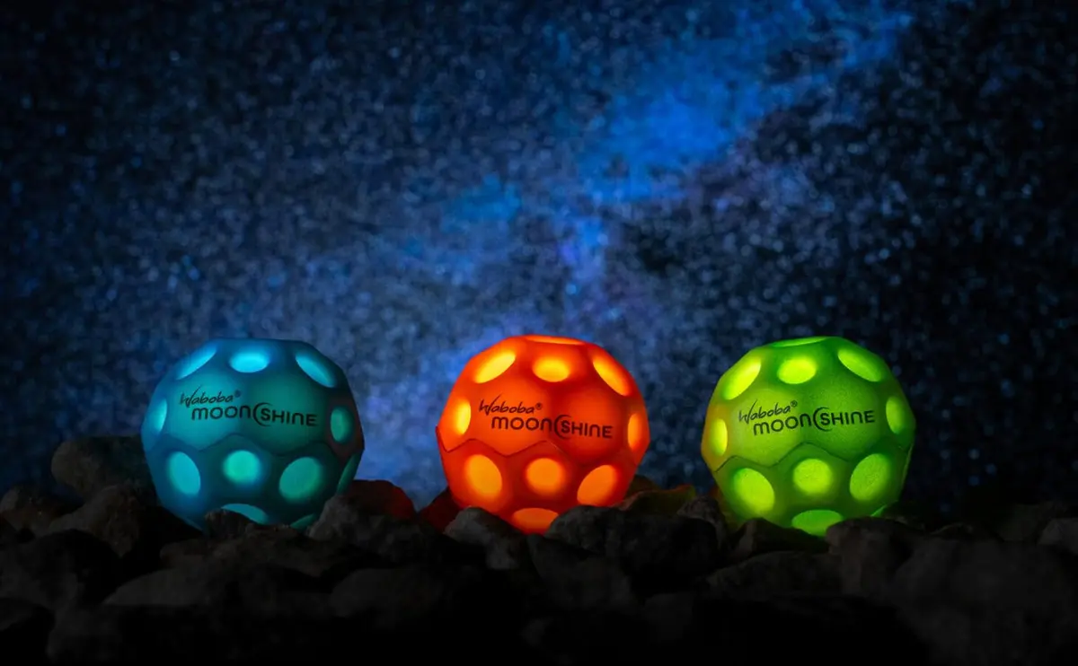 Waboba Moonshine Light Up Moon Ball, Orange, 60mm (2.36in) | Bounces High with Light-Up Pop - view 4